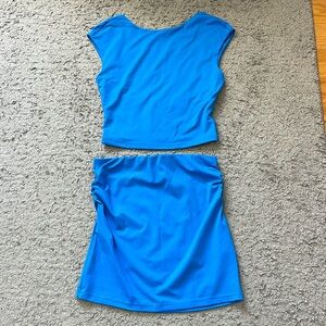 Blue top with open back and skirt set!